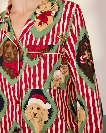 Chelsea Peers Classic Long Sleeve Button Up Christmas Pyjama Set