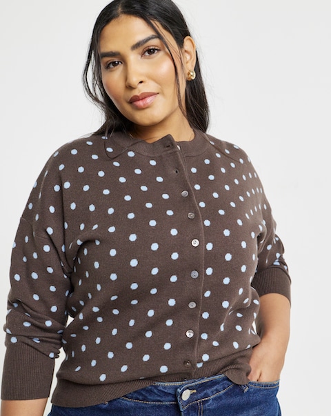 Polka Dot Button Cardigan