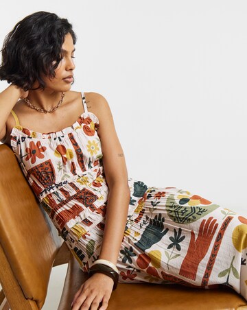 Native Youth Shirred Cami Midi Dress