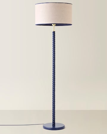 ValueLights Amara Navy Twist Floor Lamp with Colour Match Inner Shade