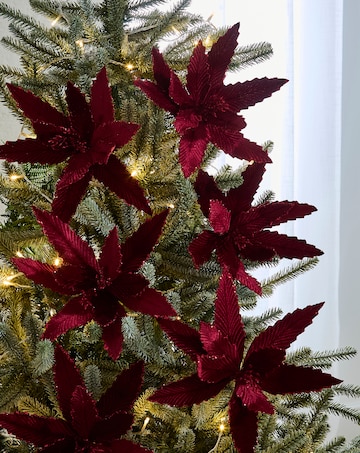 Burgundy Poinsettia Pick - Set of 6