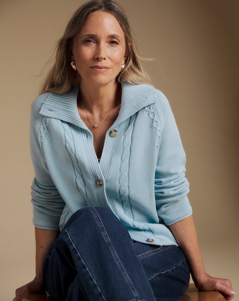 Julipa Pure Cotton Cable Knit Cardigan