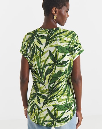Pure Cotton Longline Short Sleeve Curved Hem Top