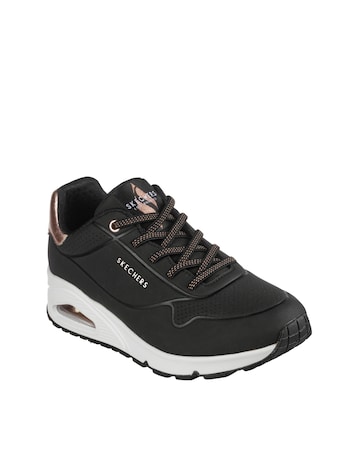 Skechers Black Uno Shimmer Away Trainers - Wide Fit (E)