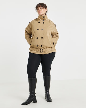 Simply Be Short Check Lined Trench Coat