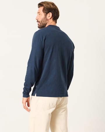 FatFace Long Sleeve Woodside Henley T-Shirt - Navy
