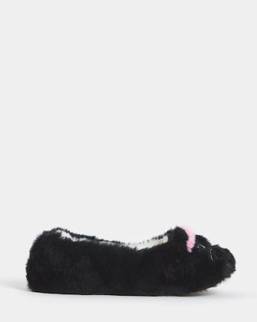 Brandy Cat Fluffy Ballerina Slippers - Wide Fit (E)