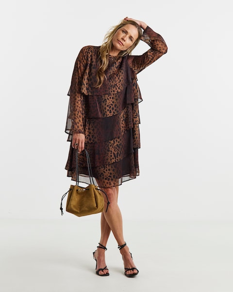 New In - Leopard Print Tiered Shift Dress