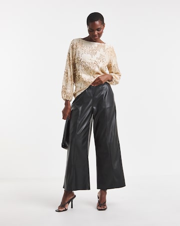 Velvet Sequin Slash Neck Volume Sleeve Top
