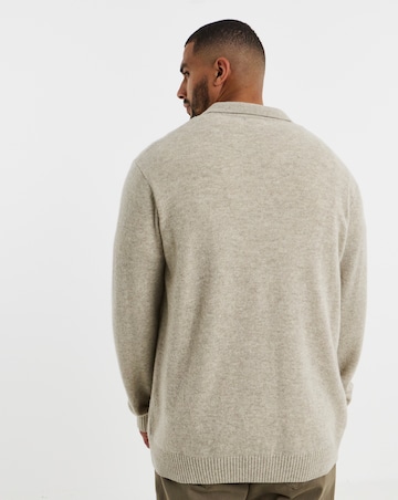 Lambswool Trophy Neck Slouch Knitted Polo