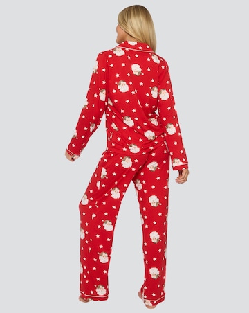 Loungeable Christmas Santa Super Soft Long Sleeve Button Through Pyjama Set