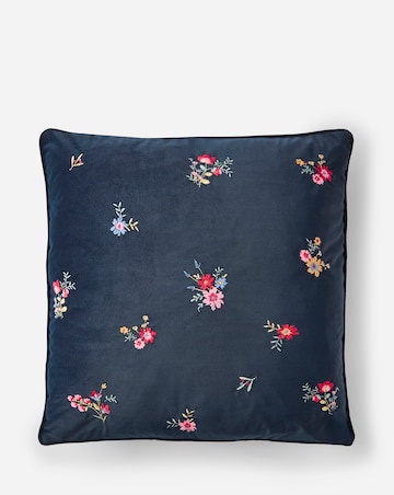 Floral Embroidered Velvet Cushion