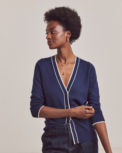 Anthology Navy Contrast Trim Cardigan