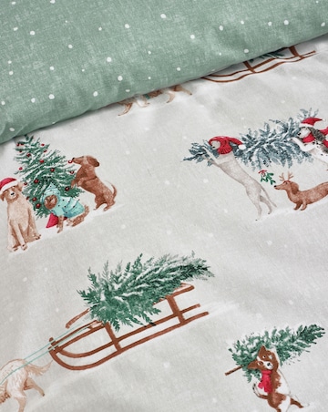 Catherine Lansfield Brushed Christmas Dogs Duvet Cover Set