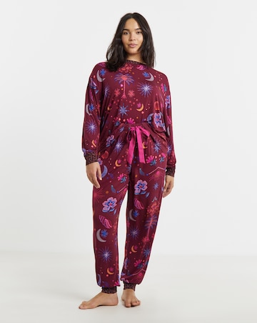 Figleaves Celestial Floral Contrast Leopard Lounge Set