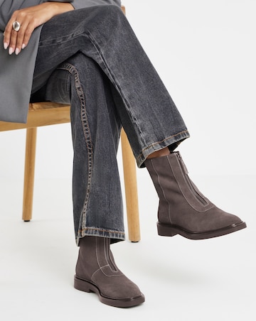 Jessy Zip Detail Ankle Boots - Wide Fit (E)