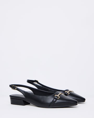 Sylvia Flat Slingback Shoes With Trim Detail - Wide Fit (E)