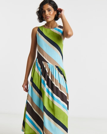 Stripe Linen Midi Dress