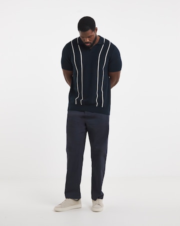 Stripe Open Neck Knitted Polo