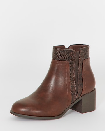 Cushion Walk Elasticated Contrast Snake Heeled Ankle Boots - Wide Fit (E)