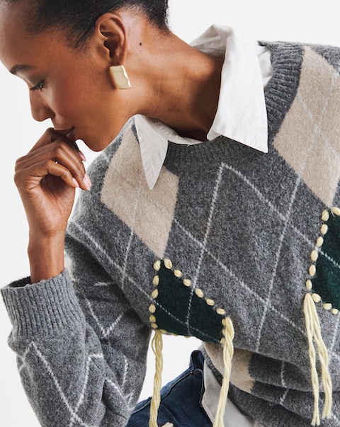 New In - Loose Thread Argyle Jumper