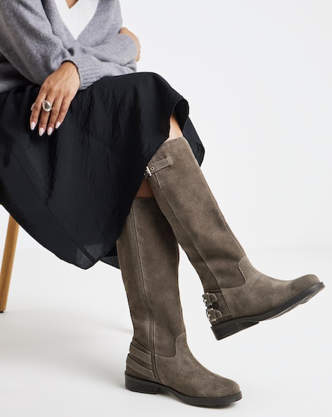Octavia Suede Straight Knee High Boots - Extra Wide Fit (EEE) & Super Curvy Calf