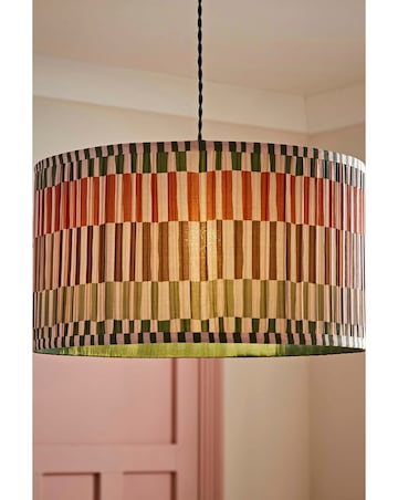 ValueLights Rae Large Striped Natural Easy Fit Shade 45cm