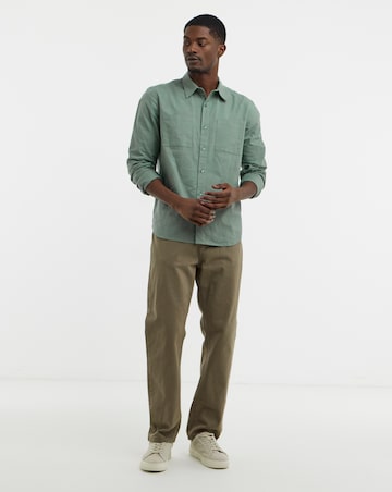 Long Sleeve Double Pocket Linen Shirt