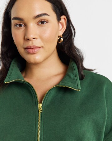 Simply Be Dark Green Zip Neck Sweatshirt