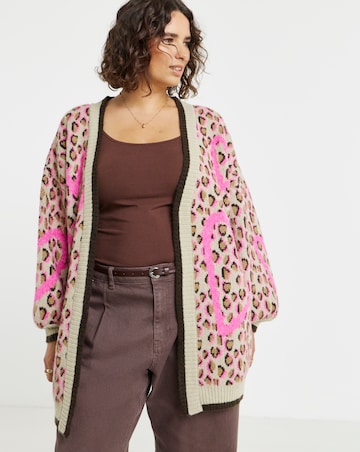 Leopard Heart Print Cardigan