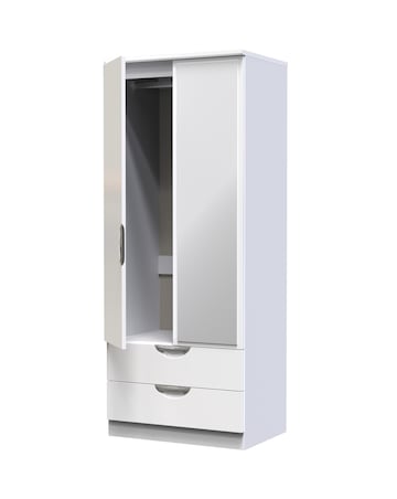 Haydn Ready Assembled 2 Door 2 Drawer Mirrored Wardrobe - Kids