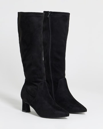 Shona Pointed Toe Knee High Sock Boots - Standard Fit (D) & Standard Calf