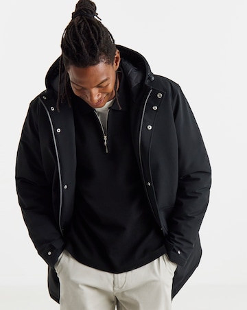 Black Smart Padded Mid Length Parka