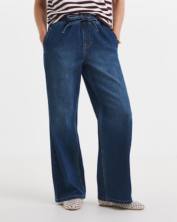 Mid Blue Wide Leg Jogger Jeans