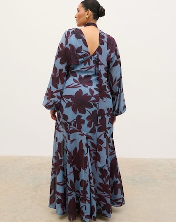 Pretty Lavish Petula Batwing Scarf Floral Print Maxi Dress