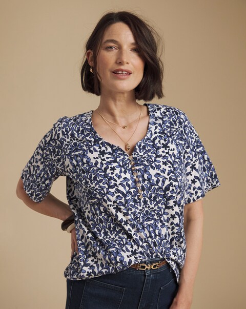Julipa Cotton Printed V-Neck T-Shirt