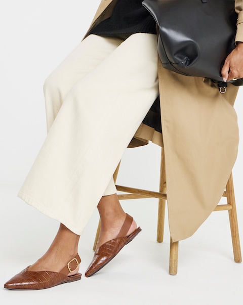 Hazel Slingback Pointed Shoes - Wide Fit (E)