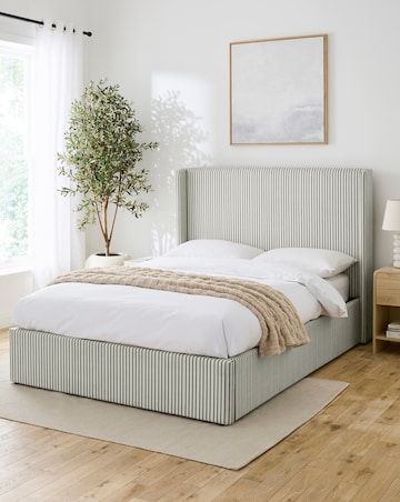 Seren Striped Ottoman Bed with 3 Layer Memory Foam Hybrid Mattress