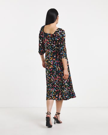 Square Neck Jersey Midi Dress
