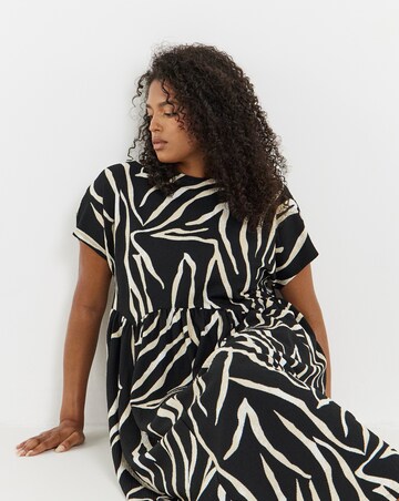 Simply Be Mono Zebra Print Waffle Midi Dress