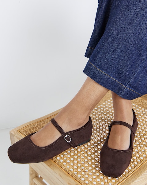 Sophia Mary Jane Flat Shoes - Wide Fit (E)