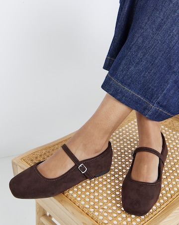 Sophia Mary Jane Flat Shoes - Wide Fit (E)