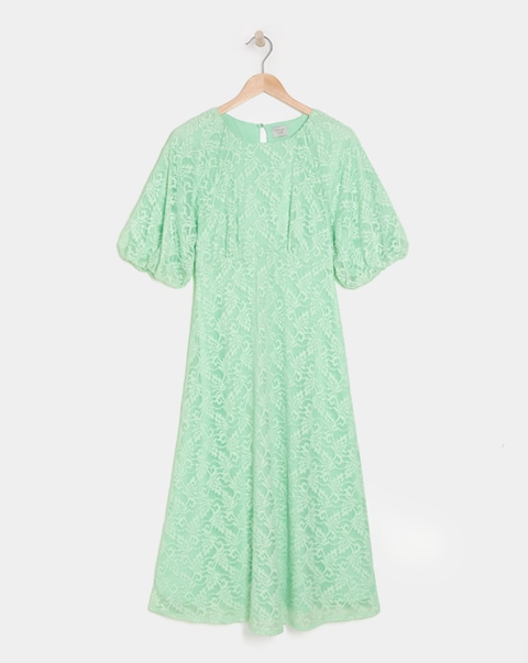 Joanna Hope Lace Dress With Puff Sleeves