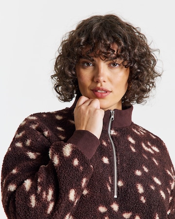 Simply Be Doe Print Half Zip Borg