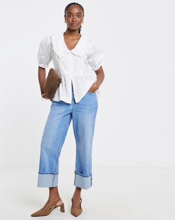 White V Neck Collar Blouse