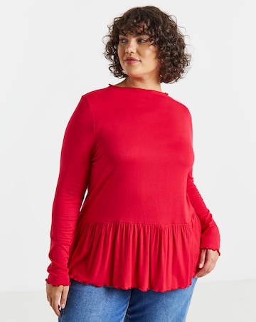 Simply Be Red Long Sleeve Peplum Top