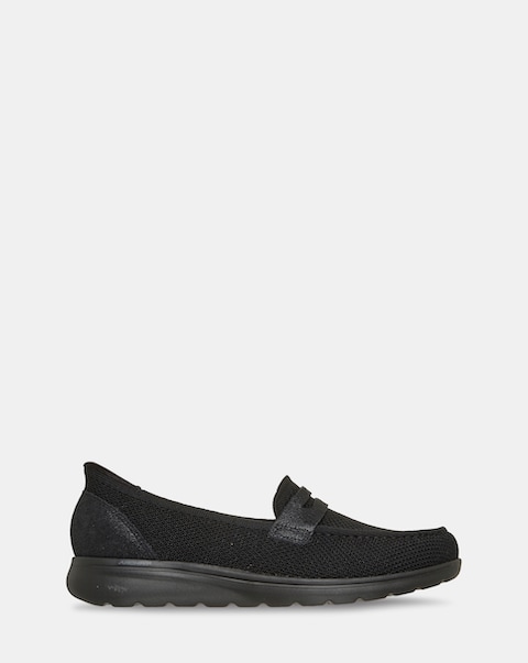 Skechers Black Arch Fit N Joy Lite Slip In Loafers - Standard Fit (D)