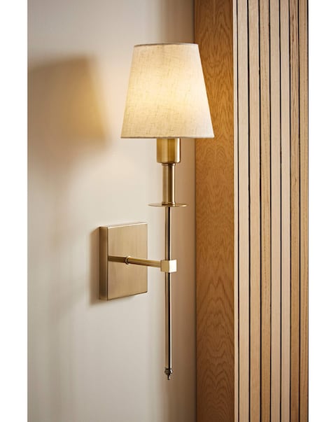 ValueLights Kincaid Antique Brass Rechargeable Easy Fit Wall Light Shade