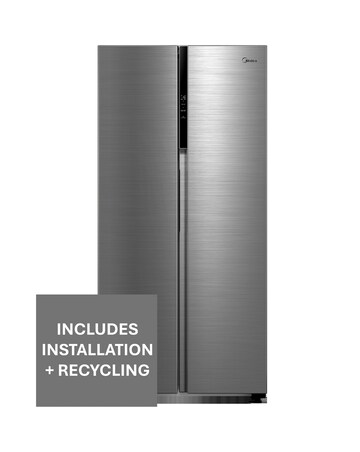 Midea American Side-by-Side Fridge Freezer - Inox + Installation