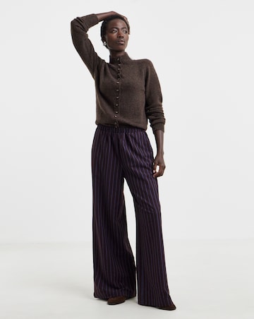 Plum Stripe Tie Waist Wide Leg Trouser Co Ord